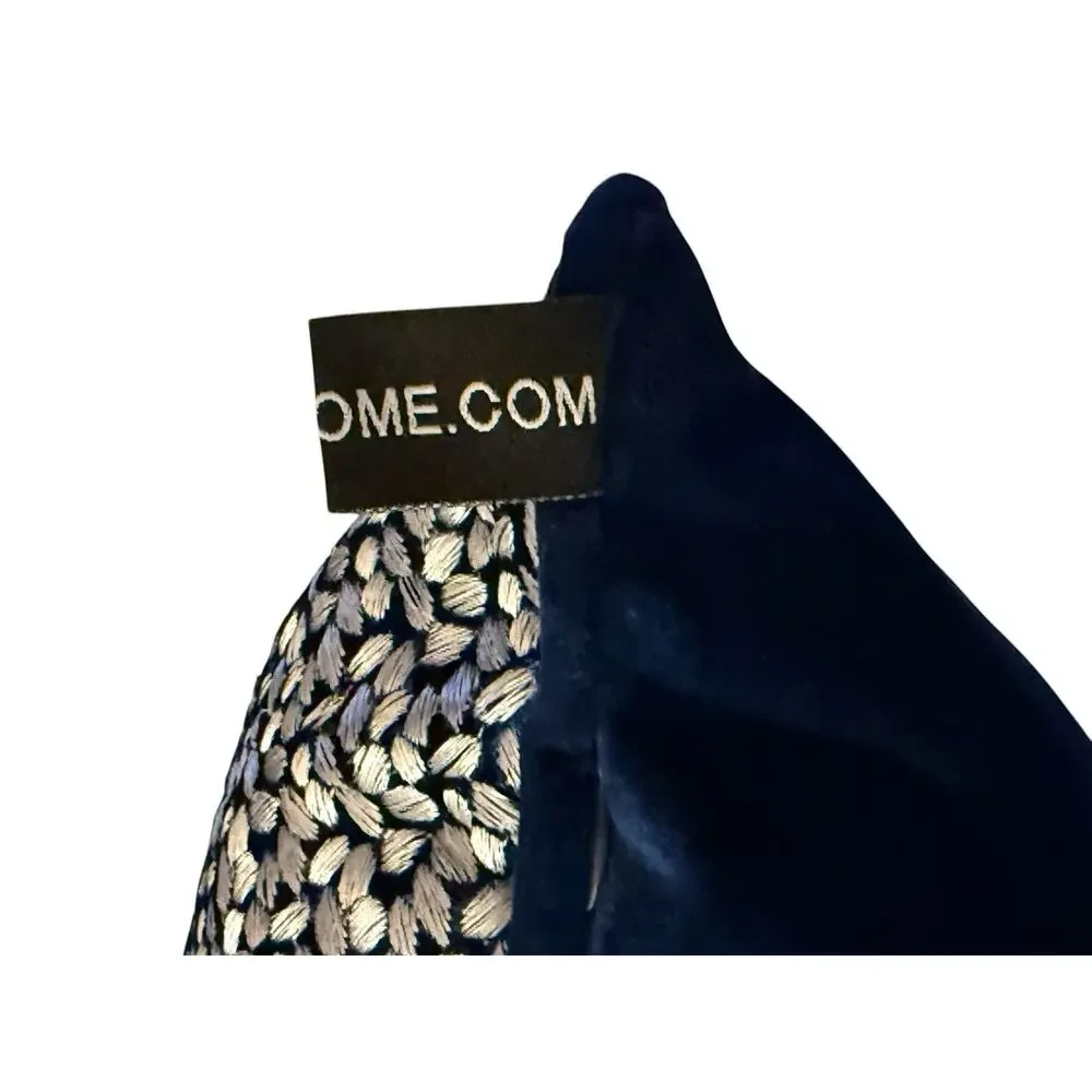 Rodeo Home Luxury Throw Pillow Rectangular Blue Silver Feather Filled 22”x14”